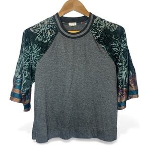 Anthropologie Tiny Cassidy Velvet Burnout 3/4 Kimono Style Sleeve Top Blouse XS‎